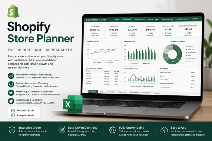 Shopify Store Planner — Enterprise Excel Spreadsheet